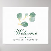 Elegant Eucalyptus Greenery Wedding Welkom Poster