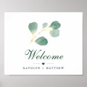 Elegant Eucalyptus Greenery Wedding Welkom Poster (Voorkant)