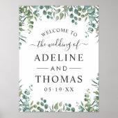 Elegant Eucalyptus Greenery Wedding Welkom Poster (Voorkant)
