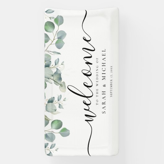 Elegant Eucalyptus Greenery Wedding Welkom Spandoek (Verticaal)