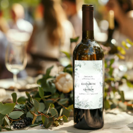 Elegant Eucalyptus Greenery Wedding Wijn Etiket