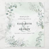 Elegant Eucalyptus Greenery Wedding Wijn Etiket (Enkel label)