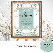 Elegant Eucalyptus Greenery Welcome, Green, Sign Poster