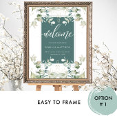 Elegant Eucalyptus Greenery Welcome, Green, Sign Poster