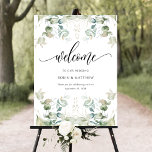 Elegant Eucalyptus Greenery Welkomstbord Poster<br><div class="desc">Welkom uw gasten met deze prachtige bruiloft (of een ander evenement) welkomstbord met prachtige waterverf groen grenzen omlijsten een gastvrije boodschap met elegante handgeschreven kalligrafie details. Waterverf groen in een prachtige mix van groen, blauw, beige, geelbruine en oranje tinten. 8"x 10"is slechts onze standaardgrootte, is het teken beschikbaar in een...</div>