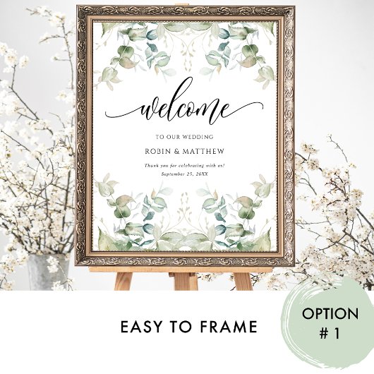 Elegant Eucalyptus Greenery Welkomstbord Poster