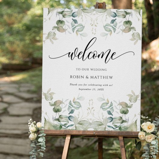 Elegant Eucalyptus Greenery Welkomstbord Poster