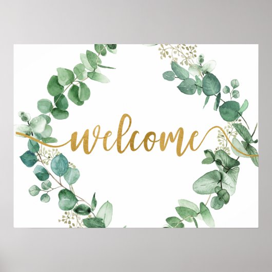 Elegant Eucalyptus Greenery Welkomstbord Poster (Voorkant)