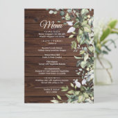 Elegant Eucalyptus greenery Wood Wedding Menu (Staand voorkant)