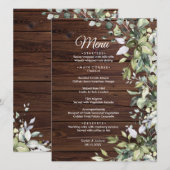 Elegant Eucalyptus greenery Wood Wedding Menu (Voorkant / Achterkant)