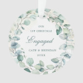 Elegant Eucalyptus Greenery Wreath Engaged Photo Ornament (voorkant)