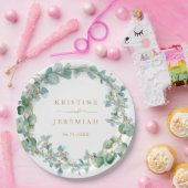 Elegant Eucalyptus Greenery Wreath Gold Wedding Papieren Bordje (Feest)