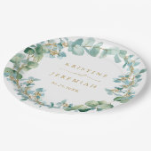 Elegant Eucalyptus Greenery Wreath Gold Wedding Papieren Bordje (Gekanteld)