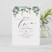 Elegant Eucalyptus Groen 2e Verjaardagsfeest Kaart (Staand voorkant)