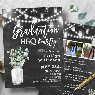 Elegant Eucalyptus Groen 3 Foto Afstuderen BBQ Kaart