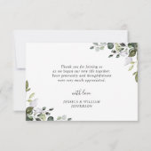 Elegant Eucalyptus groen 3 FOTO bruiloft Bedankkaart (Achterkant)