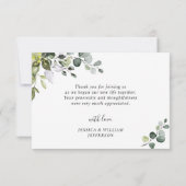 Elegant Eucalyptus groen 3 FOTO bruiloft Bedankkaart (Achterkant)