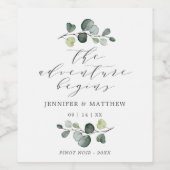 Elegant Eucalyptus groen avontuur begint Wijn Etiket (Enkel label)