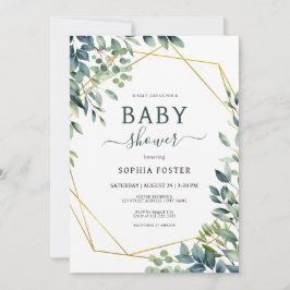 Elegant eucalyptus groen blad Baby shower Kaart