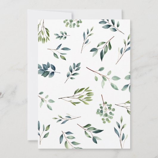 Elegant eucalyptus groen blad Baby shower Kaart (Achterkant)