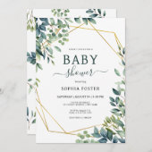 Elegant eucalyptus groen blad Baby shower Kaart (Voorkant / Achterkant)