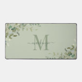 Elegant Eucalyptus Groen Botanisch Monogram Bureaumat (Voorkant)