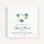 Elegant Eucalyptus groen bruiloft gastenboek Notitieboek (Voorkant)