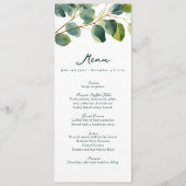 Elegant Eucalyptus groen bruiloft menu Kaart (Voorkant)