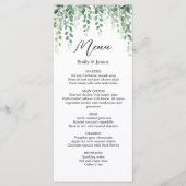 Elegant Eucalyptus groen bruiloft menu Kaart (Voorkant)