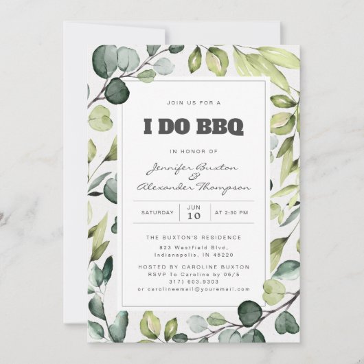 Elegant Eucalyptus groen doe ik BBQ party Kaart (Voorkant)
