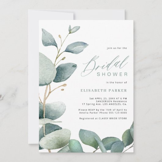 Elegant eucalyptus groen gebladerte vrijgezellenfe kaart (Voorkant)