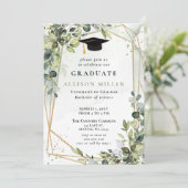 Elegant Eucalyptus groen goud Afstuderen Kaart (Staand voorkant)