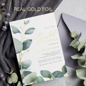 Elegant eucalyptus groen goud vrijgezellenfeest folie uitnodiging