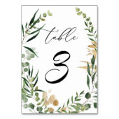 Elegant eucalyptus groen gouden folie tafelnummer (Voorkant)
