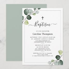 Elegant Eucalyptus groen groen doopsel Kaart