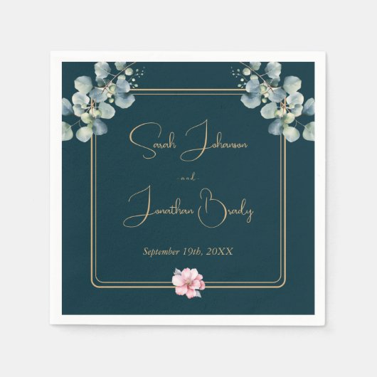 Elegant Eucalyptus groen loof bruiloft Servet (Voorkant)