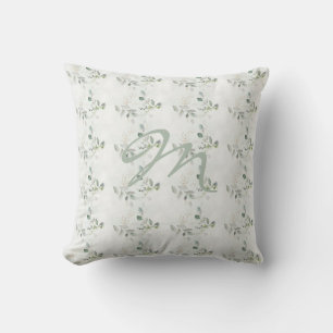 Elegant Eucalyptus groen monogram Kussen