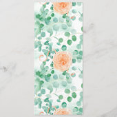 Elegant Eucalyptus Groen Perzik Bloemen Stoel Teke Menu (Achterkant)