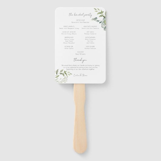 Elegant Eucalyptus groen programma Handwaaier (Achterkant)