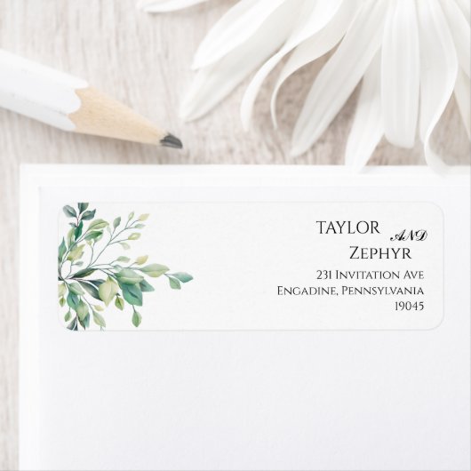 Elegant Eucalyptus groen RSVP retouradres Etiket (Insitu)