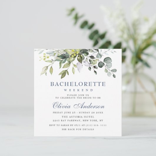 Elegant Eucalyptus groen vrijgezellenweekend Kaart (Staand voorkant)