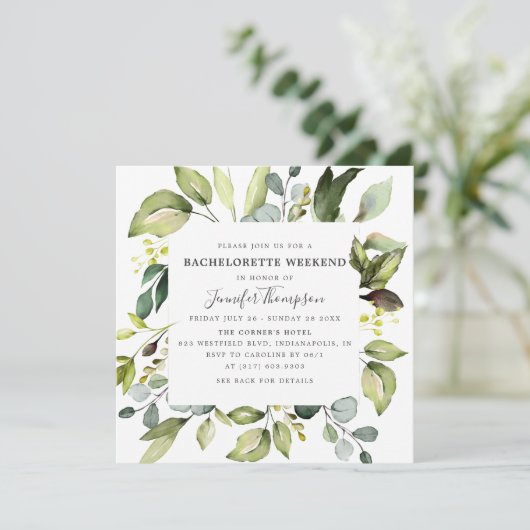 Elegant Eucalyptus groen vrijgezellenweekend Kaart (Staand voorkant)