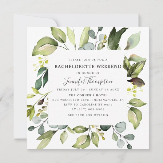 Elegant Eucalyptus groen vrijgezellenweekend Kaart (Voorkant)