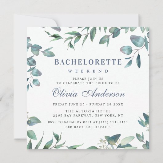 Elegant Eucalyptus groen vrijgezellenweekend Kaart (Voorkant)