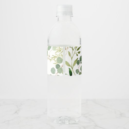 Elegant Eucalyptus groen waterflesje label Waterfles Etiket (Achterkant)