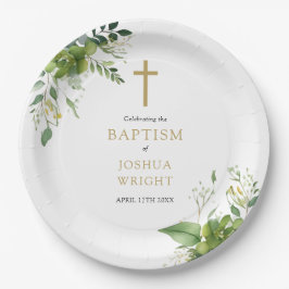 Elegant Eucalyptus Groene Doop Bevestiging Papieren Bordje