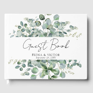 Elegant Eucalyptus Groene Huwelijksgastenboek Gastenboek