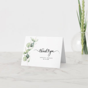 Elegant Eucalyptus Hand-Lettered Wedding Bedankkaart