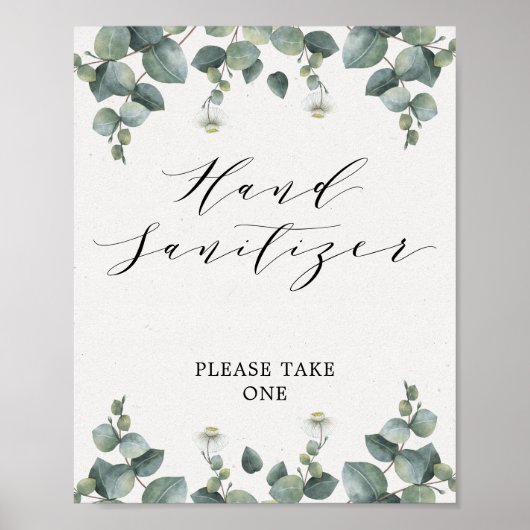 Elegant Eucalyptus Hand Sanitizer Sign. Poster (Voorkant)
