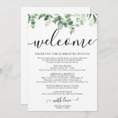 Elegant Eucalyptus Huwelijks Itinerarium Programma Programmakaart (Voorkant / Achterkant)